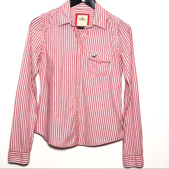 Hollister Tops - 🍩 Hollister Red Striped Button Down Blouse